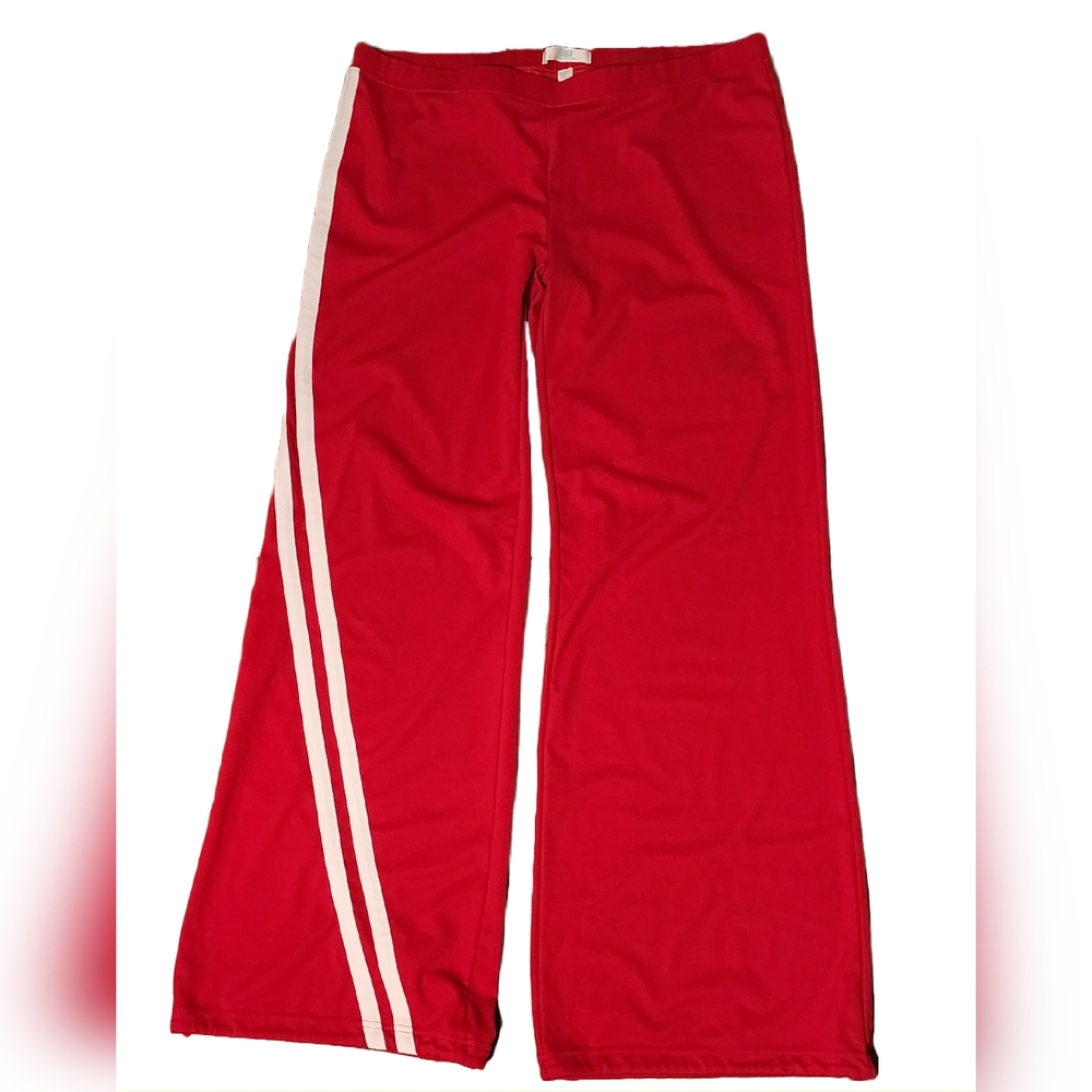 Jennifer Lopez JLo Women Yoga Flare Lounge Track Sweat Pants L Red Vintage Retro